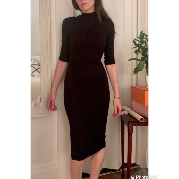 Black Mock Neck 3/4 Sleeve Sheath dress XS - Picture 2 of 6